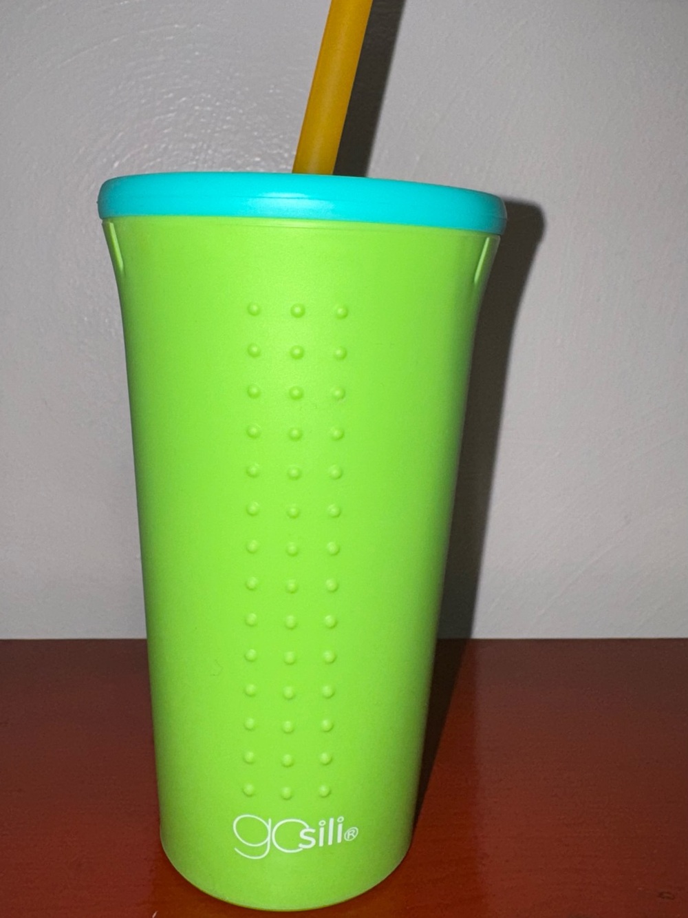 GoSili Green Silicone Tumbler with lid and straw